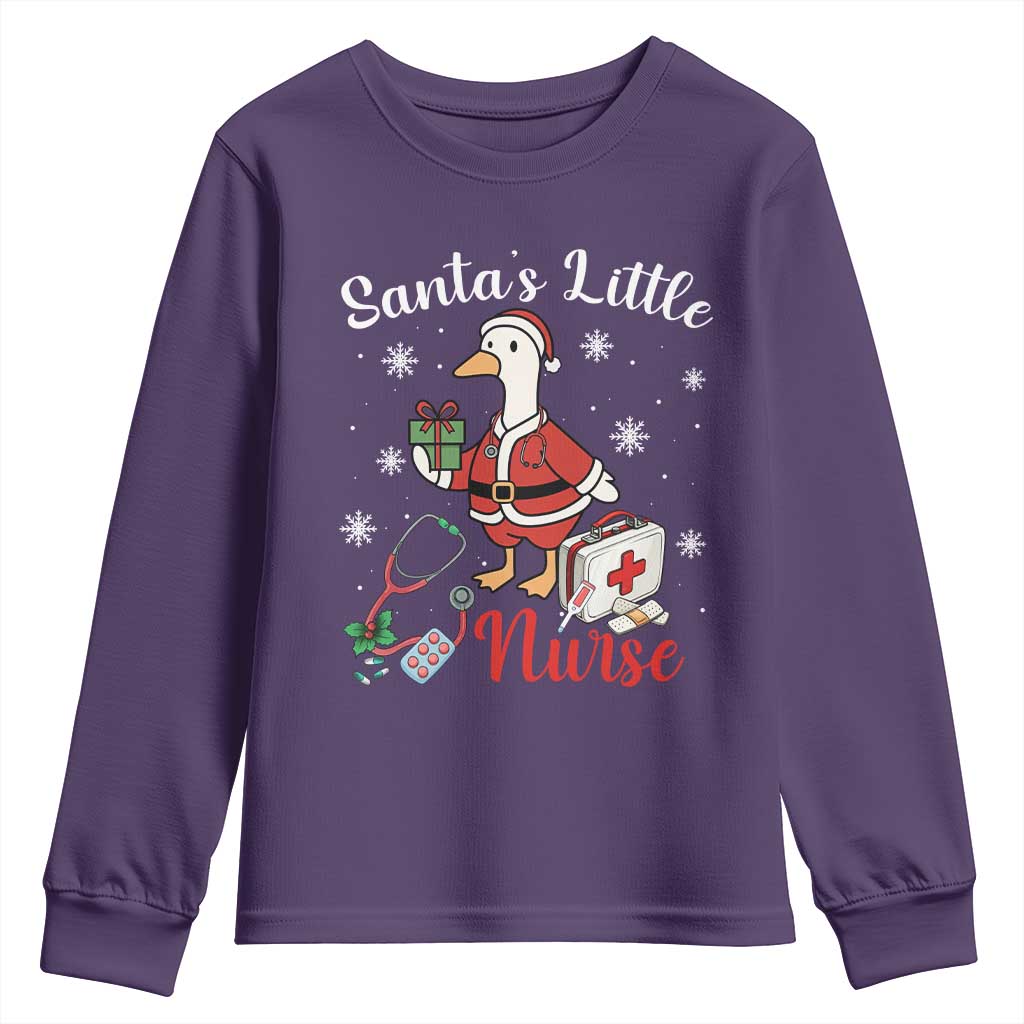 Christmas Goose Nurse Youth Sweatshirt Santa Little Nurse - Wonder Print Shop
