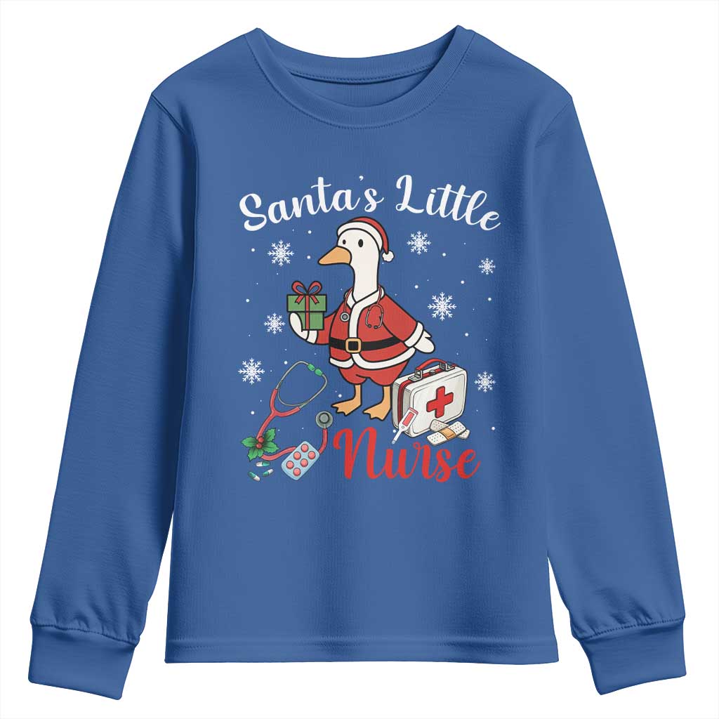 Christmas Goose Nurse Youth Sweatshirt Santa Little Nurse - Wonder Print Shop