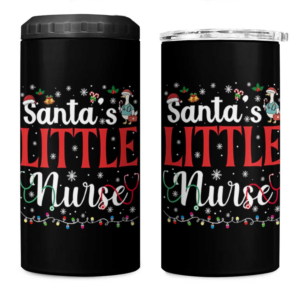 Funny Nurse Christmas 4 in 1 Can Cooler Tumbler Santa Little Nurse - Wonder Print Shop
