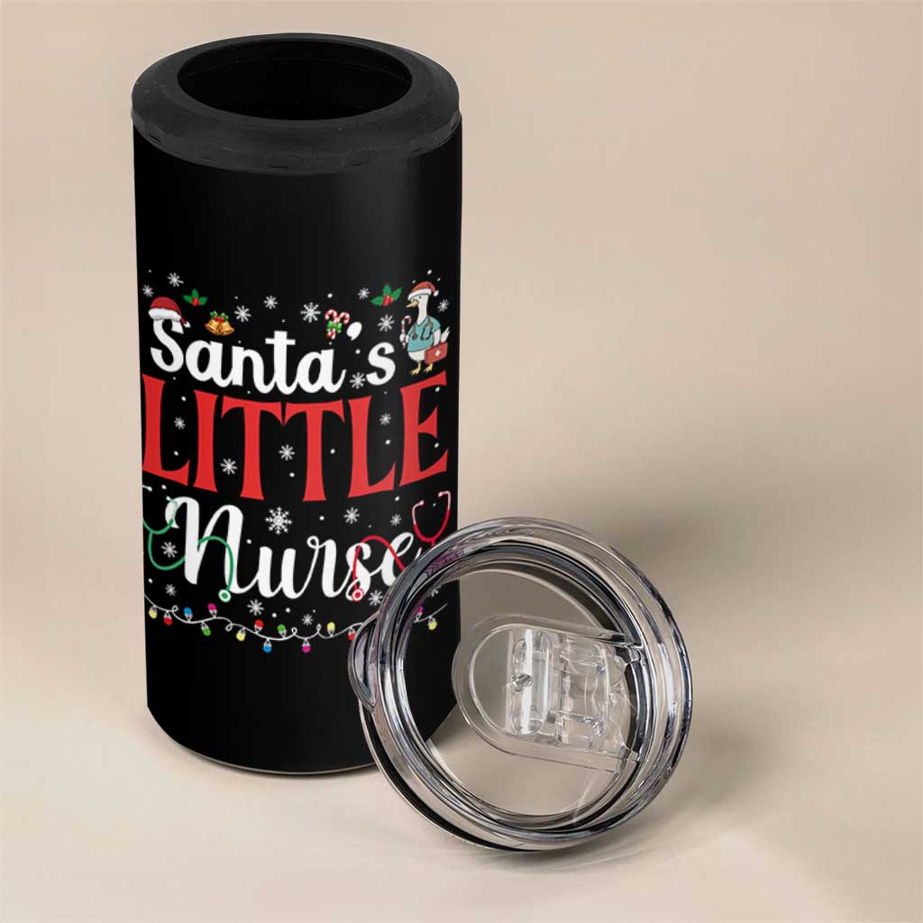 Funny Nurse Christmas 4 in 1 Can Cooler Tumbler Santa Little Nurse - Wonder Print Shop