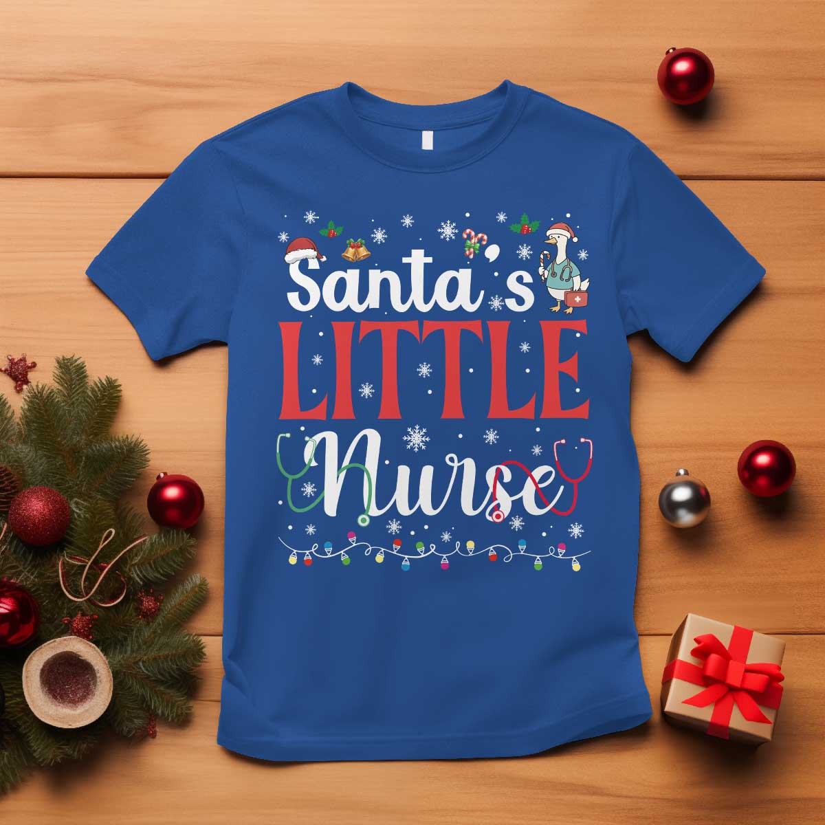 Funny Nurse Christmas T Shirt Santa Little Nurse - Wonder Print Shop