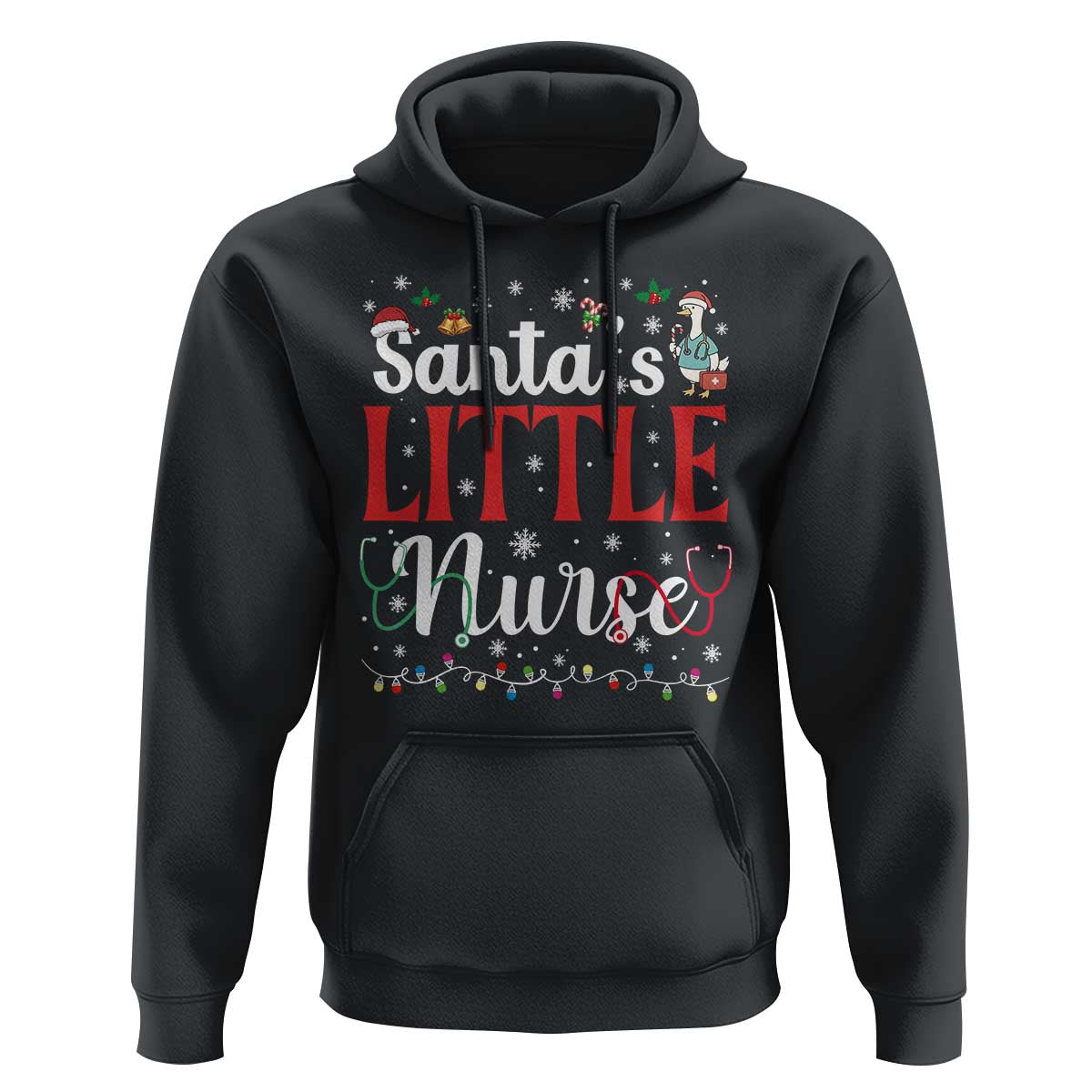Funny Nurse Christmas Hoodie Santa Little Nurse - Wonder Print Shop