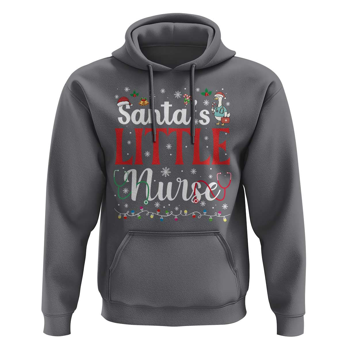 Funny Nurse Christmas Hoodie Santa Little Nurse - Wonder Print Shop