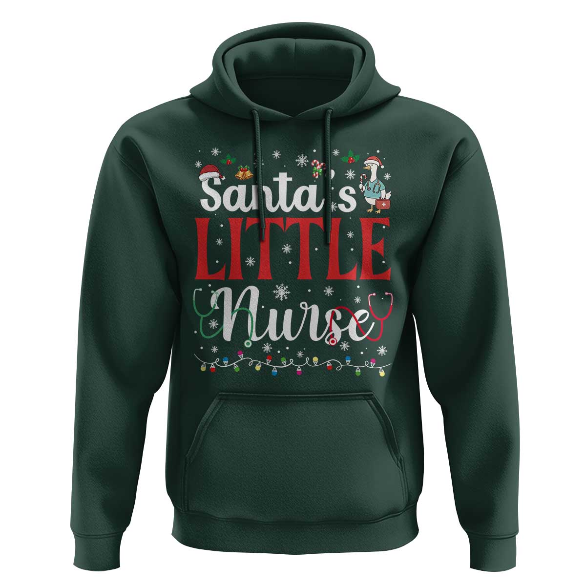 Funny Nurse Christmas Hoodie Santa Little Nurse - Wonder Print Shop