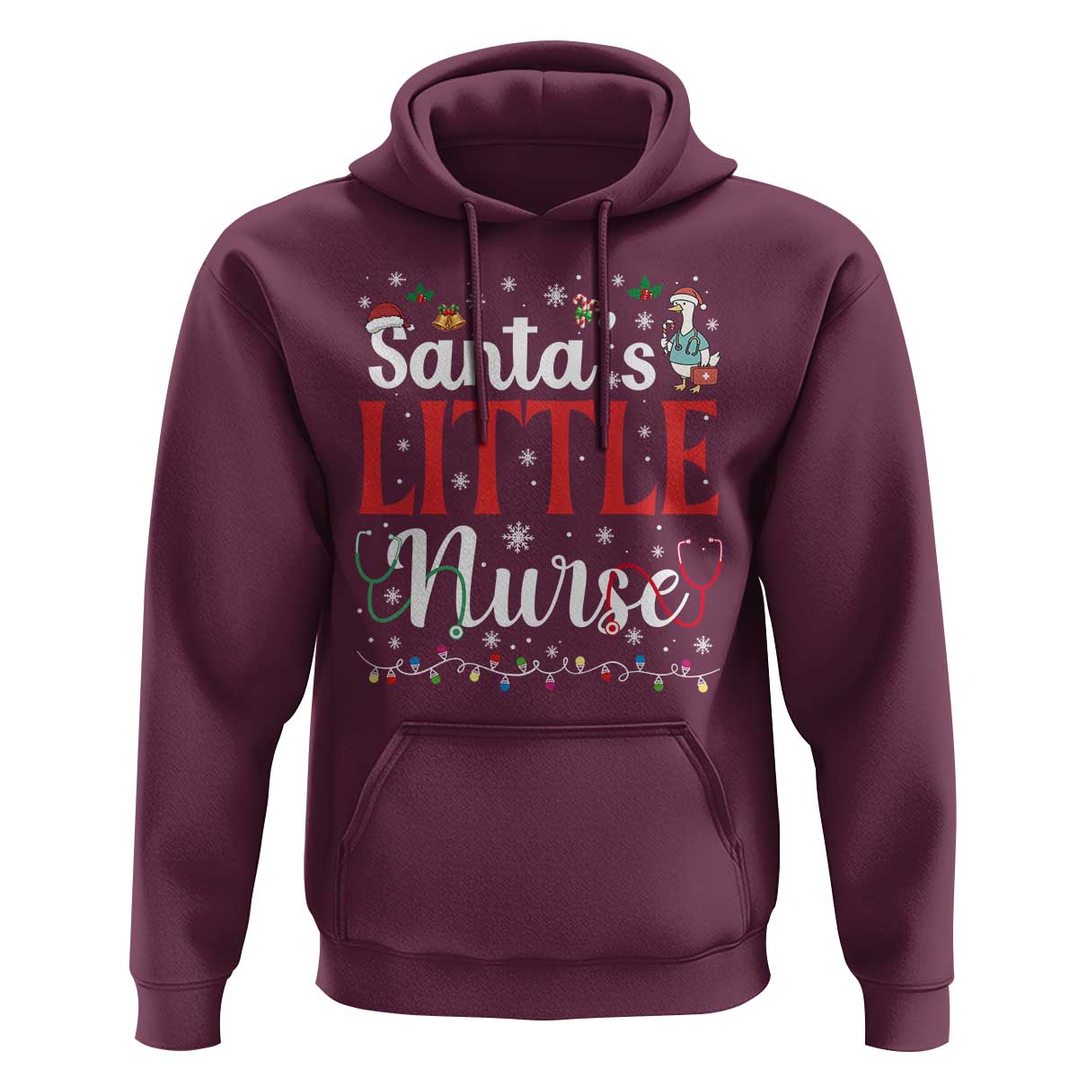 Funny Nurse Christmas Hoodie Santa Little Nurse - Wonder Print Shop