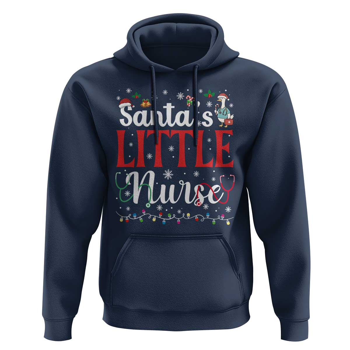 Funny Nurse Christmas Hoodie Santa Little Nurse - Wonder Print Shop