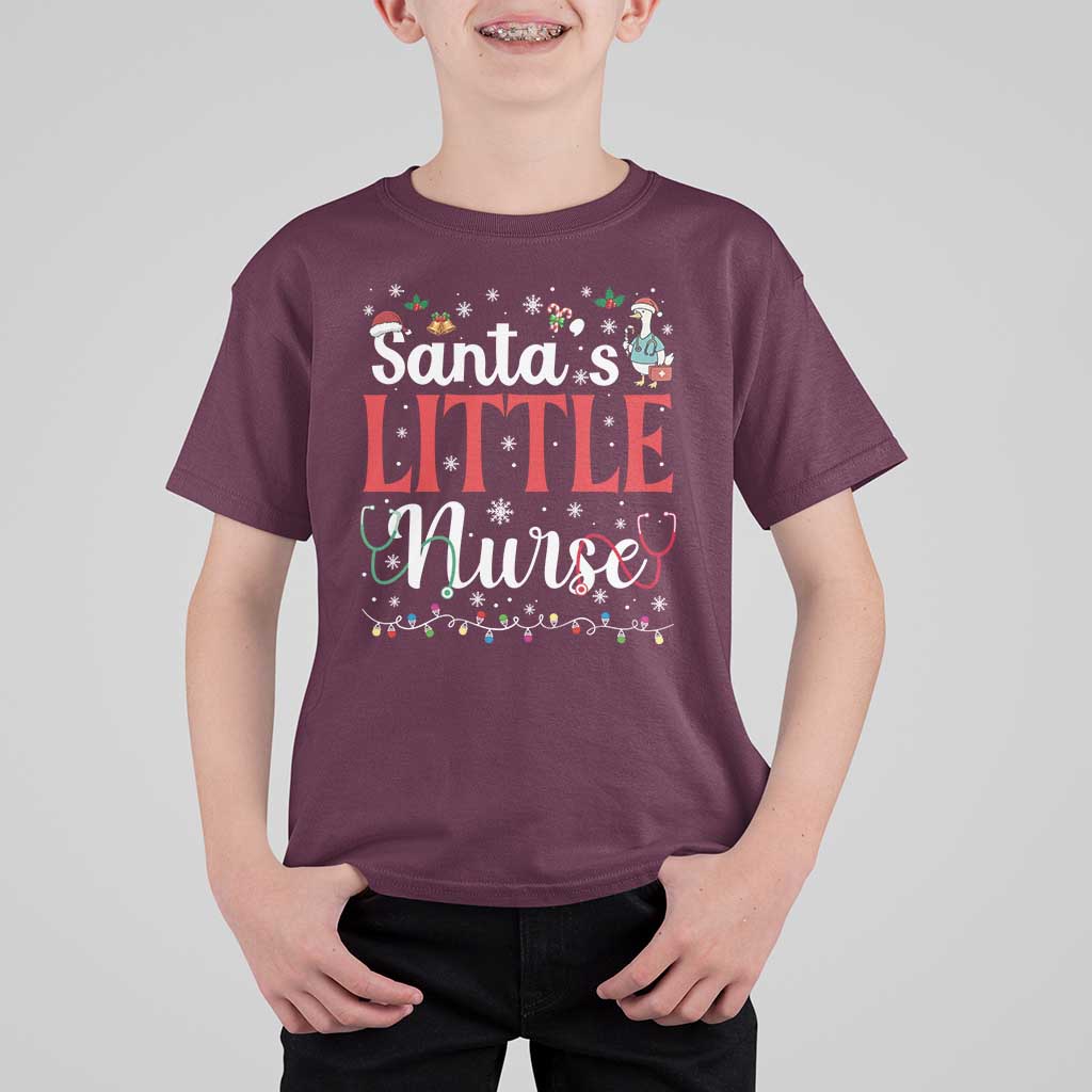 Funny Nurse Christmas T Shirt For Kid Santa Little Nurse - Wonder Print Shop