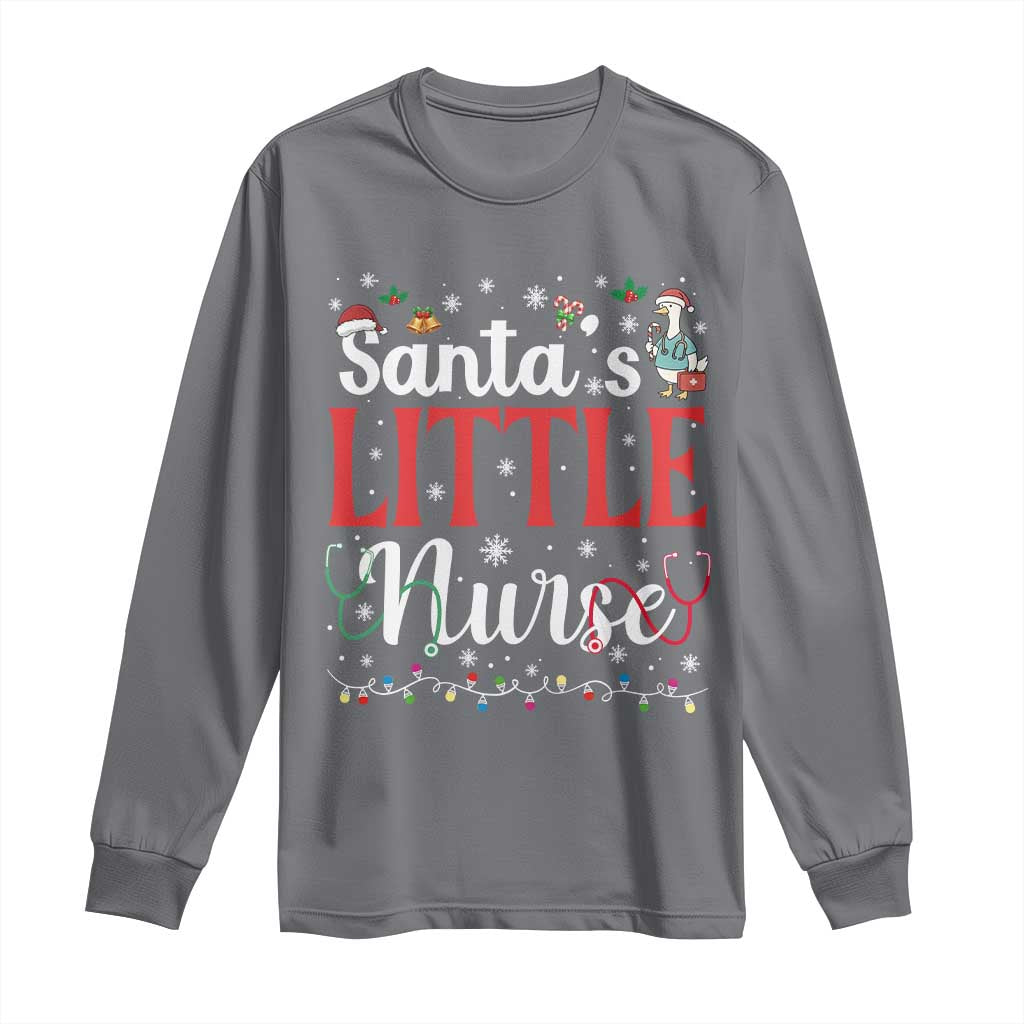 Funny Nurse Christmas Long Sleeve Shirt Santa Little Nurse - Wonder Print Shop
