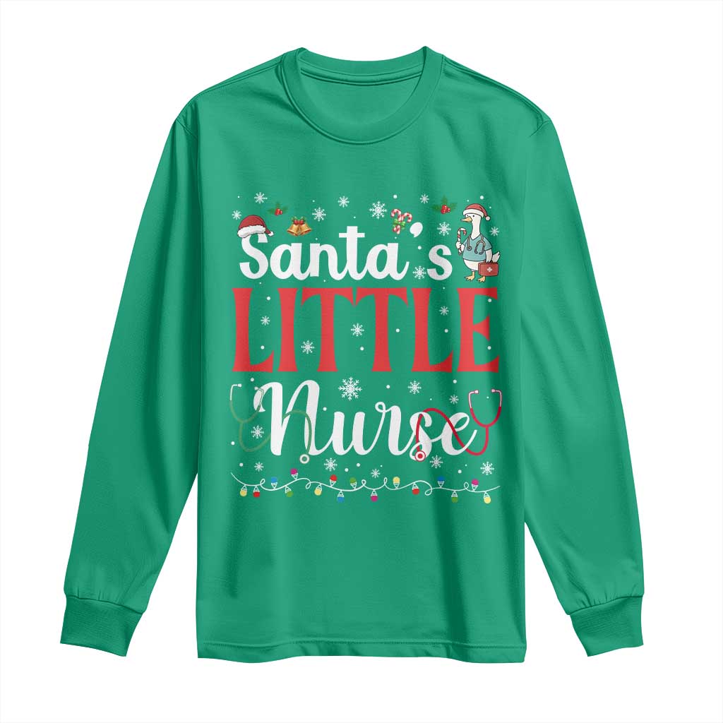Funny Nurse Christmas Long Sleeve Shirt Santa Little Nurse - Wonder Print Shop