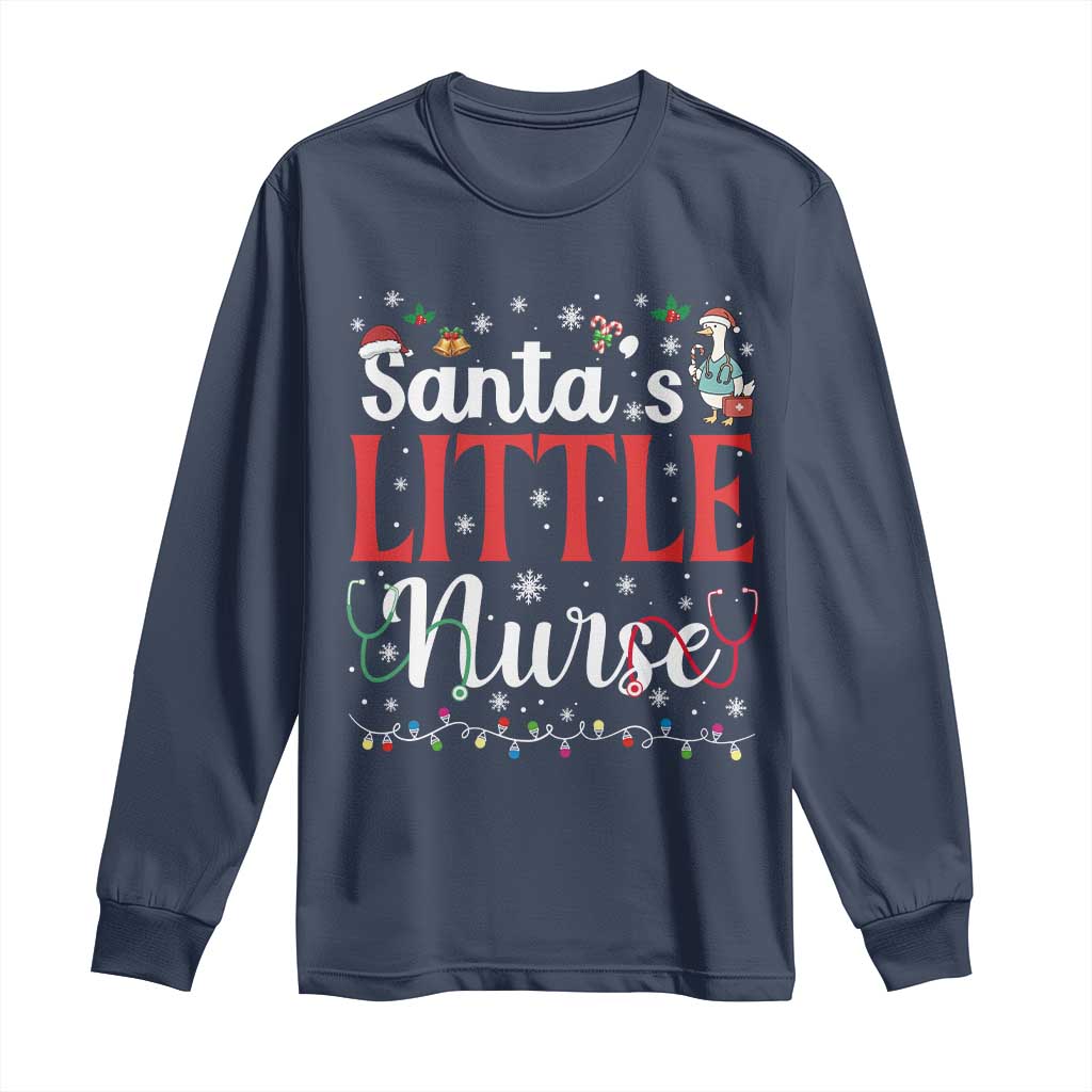 Funny Nurse Christmas Long Sleeve Shirt Santa Little Nurse - Wonder Print Shop