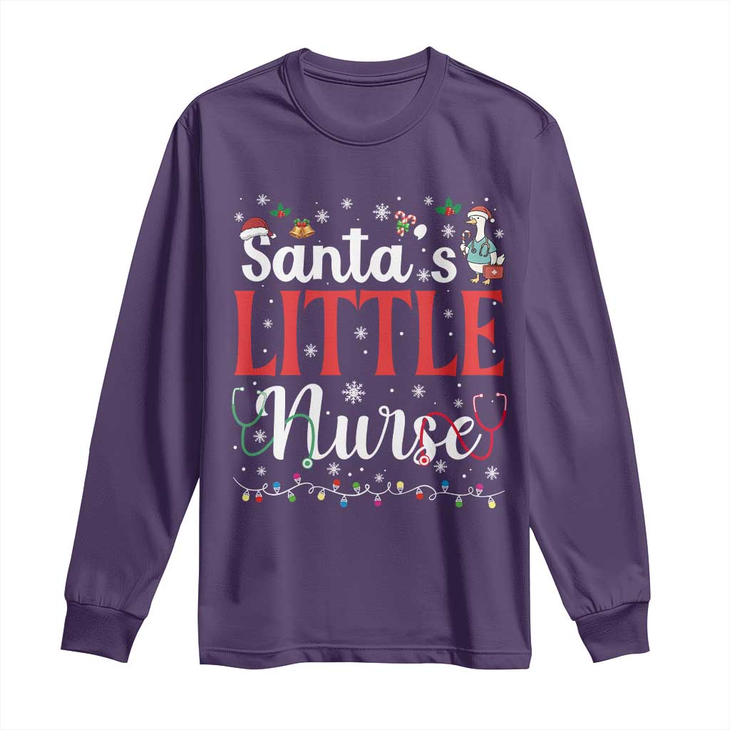 Funny Nurse Christmas Long Sleeve Shirt Santa Little Nurse - Wonder Print Shop