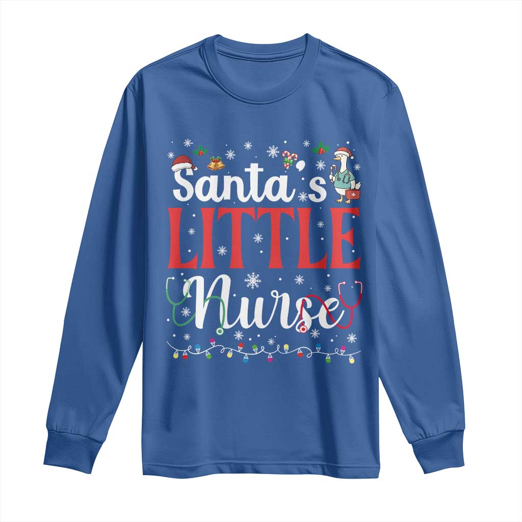 Funny Nurse Christmas Long Sleeve Shirt Santa Little Nurse - Wonder Print Shop
