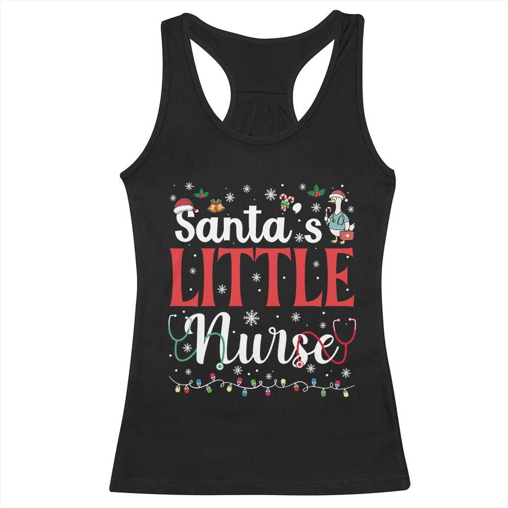 Funny Nurse Christmas Racerback Tank Top Santa Little Nurse - Wonder Print Shop