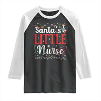 Funny Nurse Christmas Raglan Shirt Santa Little Nurse - Wonder Print Shop