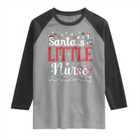 Funny Nurse Christmas Raglan Shirt Santa Little Nurse - Wonder Print Shop