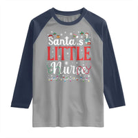 Funny Nurse Christmas Raglan Shirt Santa Little Nurse - Wonder Print Shop