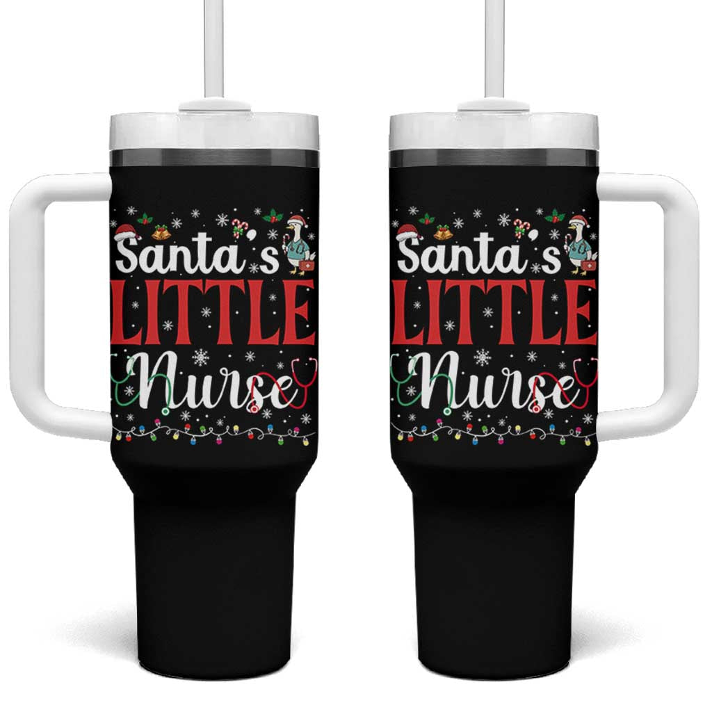 Funny Nurse Christmas Tumbler With Handle Santa Little Nurse - Wonder Print Shop