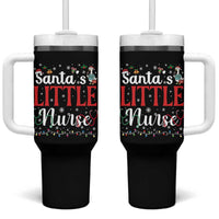 Funny Nurse Christmas Tumbler With Handle Santa Little Nurse - Wonder Print Shop