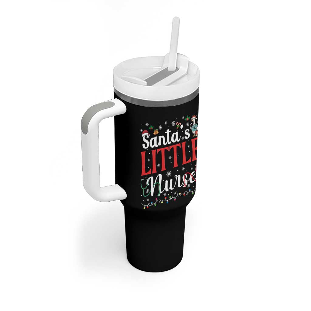 Funny Nurse Christmas Tumbler With Handle Santa Little Nurse - Wonder Print Shop