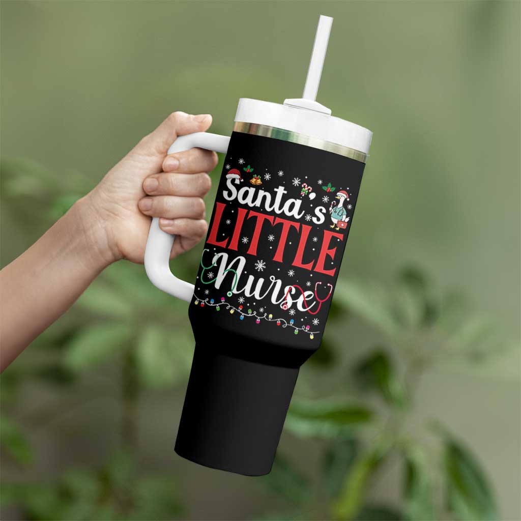 Funny Nurse Christmas Tumbler With Handle Santa Little Nurse - Wonder Print Shop