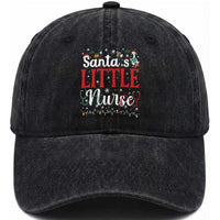 Funny Nurse Christmas Washed Cotton Baseball Cap Santa Little Nurse