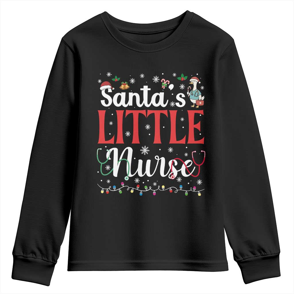Funny Nurse Christmas Youth Sweatshirt Santa Little Nurse - Wonder Print Shop