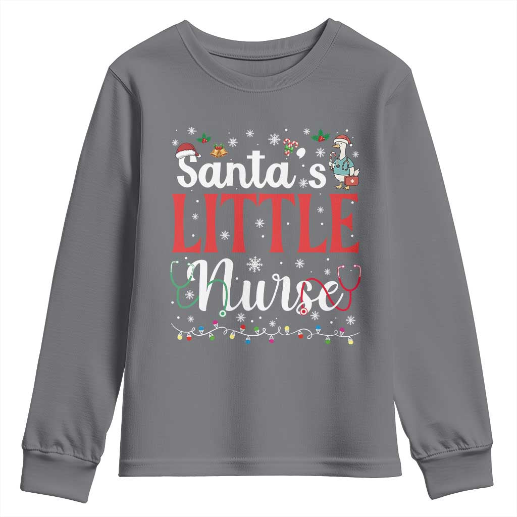 Funny Nurse Christmas Youth Sweatshirt Santa Little Nurse - Wonder Print Shop