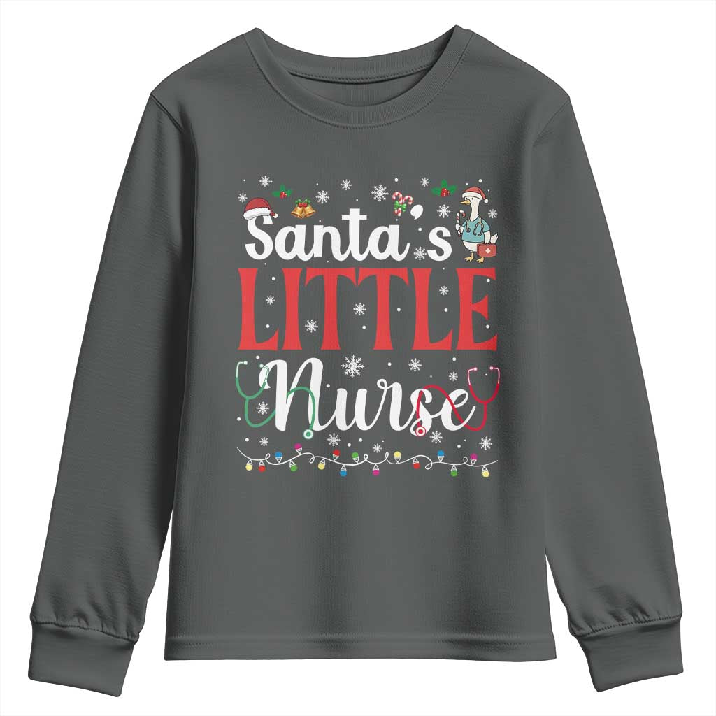 Funny Nurse Christmas Youth Sweatshirt Santa Little Nurse - Wonder Print Shop