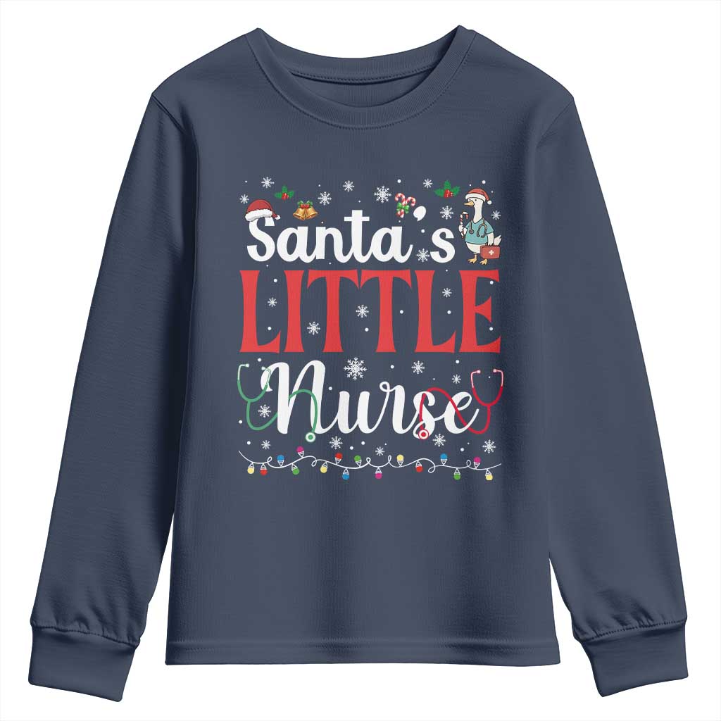 Funny Nurse Christmas Youth Sweatshirt Santa Little Nurse - Wonder Print Shop