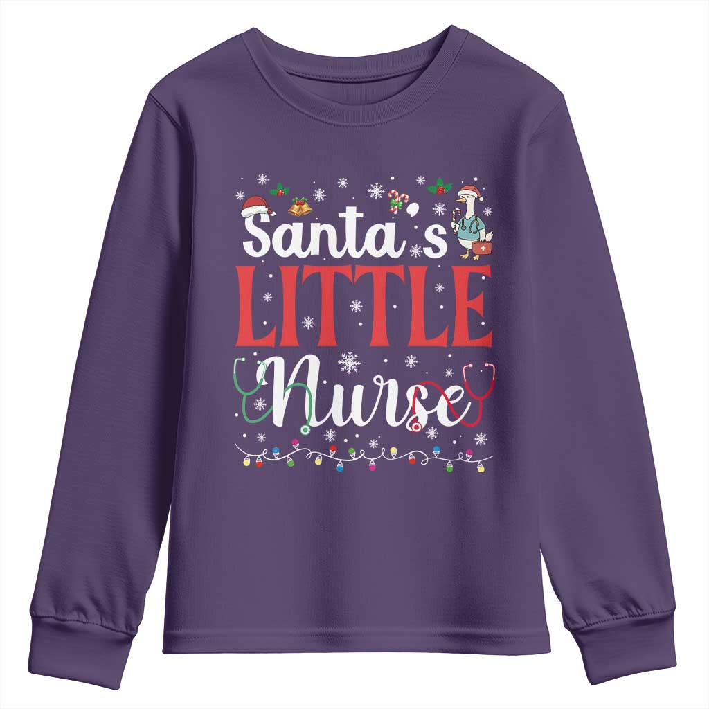 Funny Nurse Christmas Youth Sweatshirt Santa Little Nurse - Wonder Print Shop