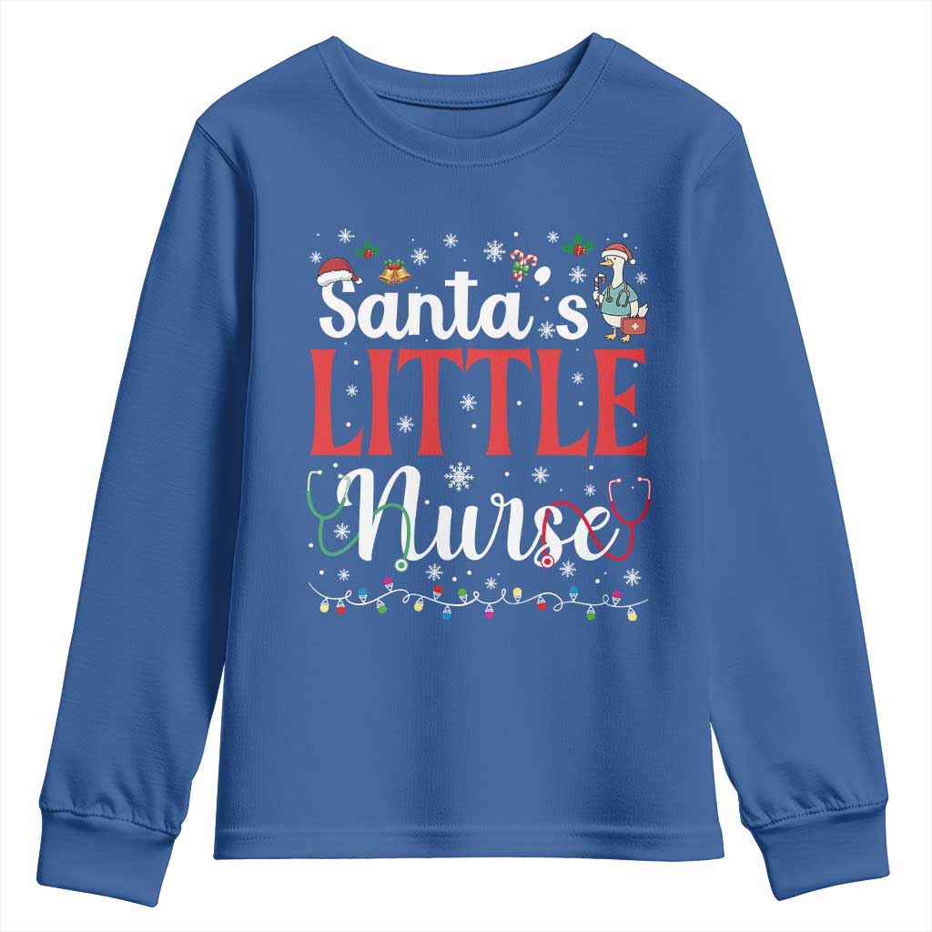 Funny Nurse Christmas Youth Sweatshirt Santa Little Nurse - Wonder Print Shop