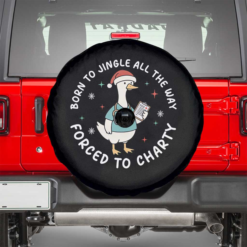 Christmas Goose Nurse Spare Tire Cover Born To Jingle All The Way Forrced To Chart - Wonder Print Shop