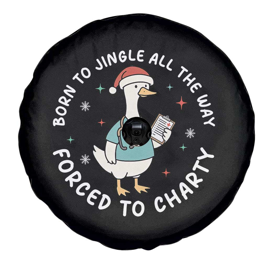 Christmas Goose Nurse Spare Tire Cover Born To Jingle All The Way Forrced To Chart - Wonder Print Shop