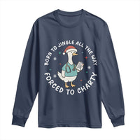 Christmas Goose Nurse Long Sleeve Shirt Born To Jingle All The Way Forrced To Chart - Wonder Print Shop