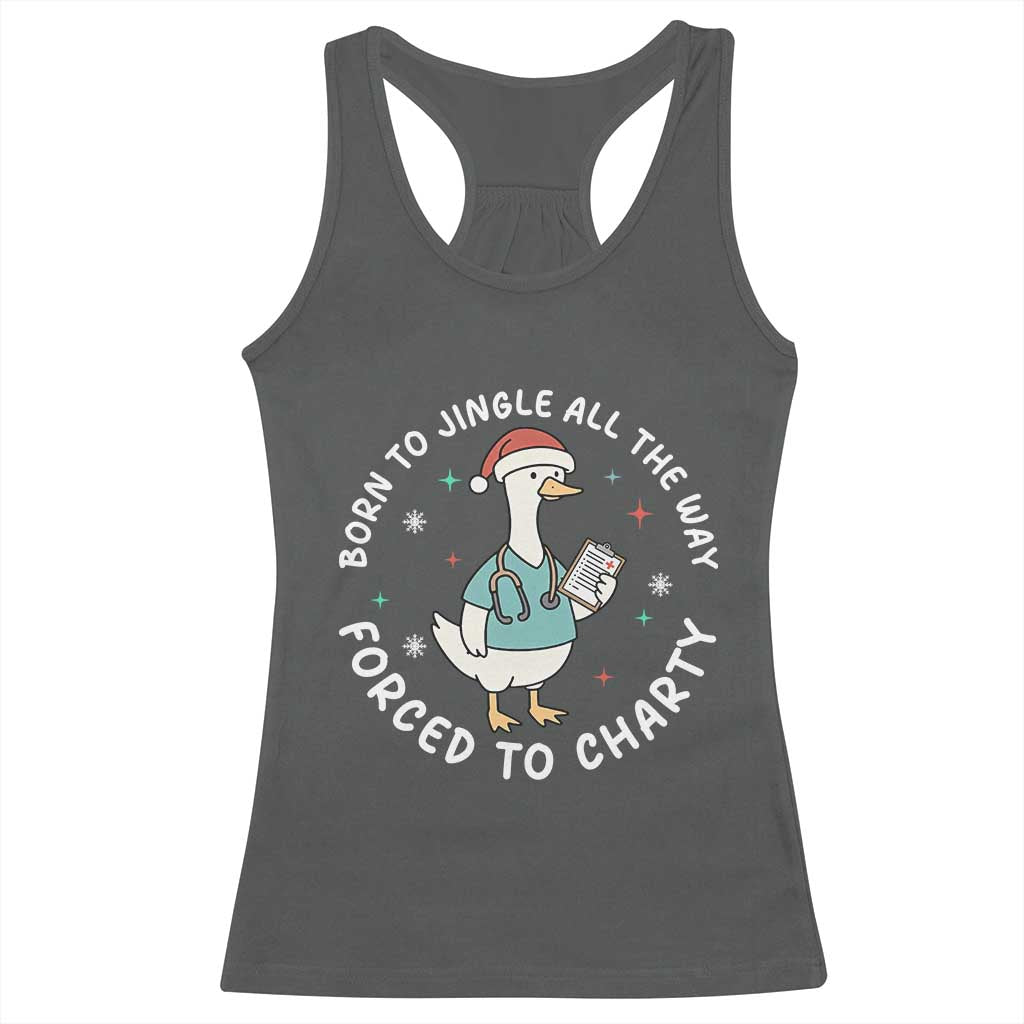 Christmas Goose Nurse Racerback Tank Top Born To Jingle All The Way Forrced To Chart - Wonder Print Shop