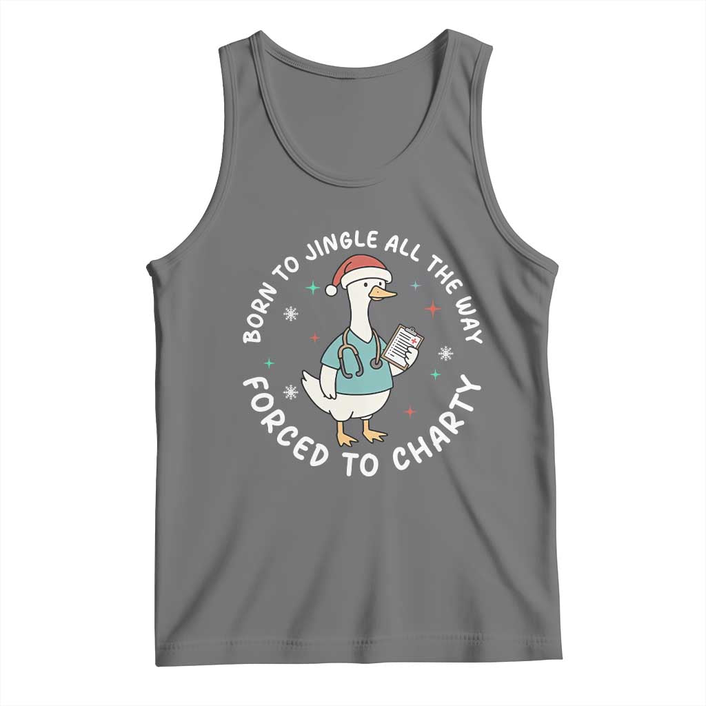 Christmas Goose Nurse Tank Top Born To Jingle All The Way Forrced To Chart - Wonder Print Shop
