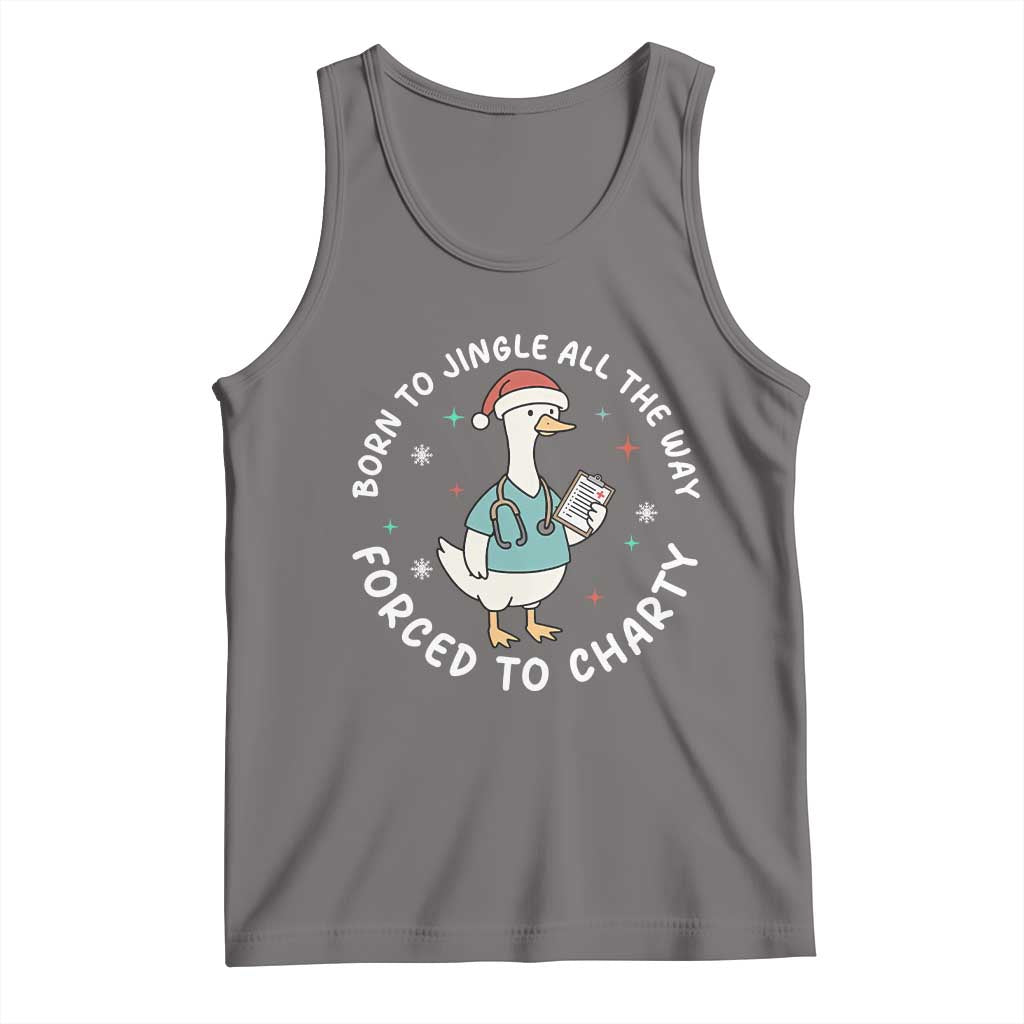 Christmas Goose Nurse Tank Top Born To Jingle All The Way Forrced To Chart - Wonder Print Shop