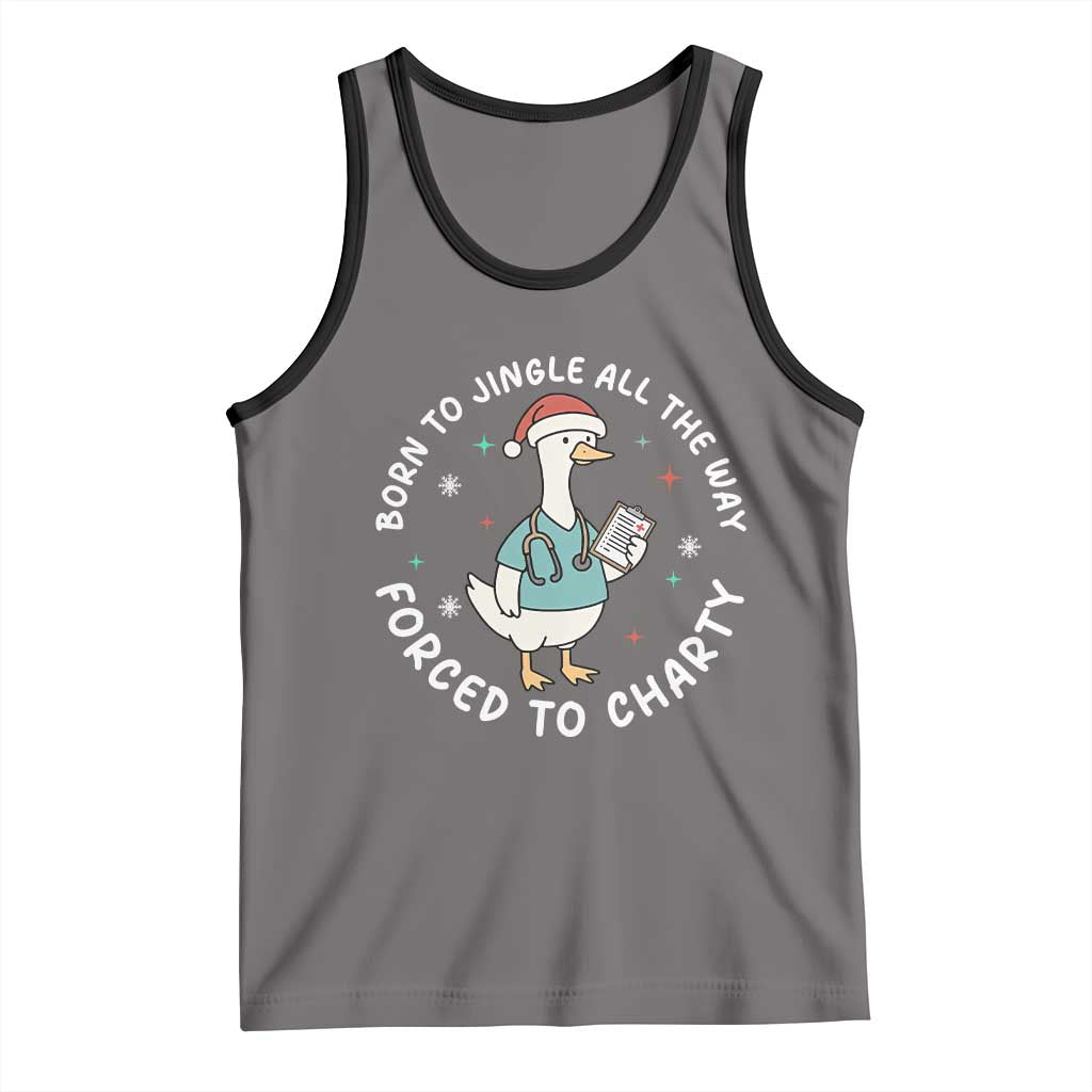 Christmas Goose Nurse Tank Top Born To Jingle All The Way Forrced To Chart - Wonder Print Shop
