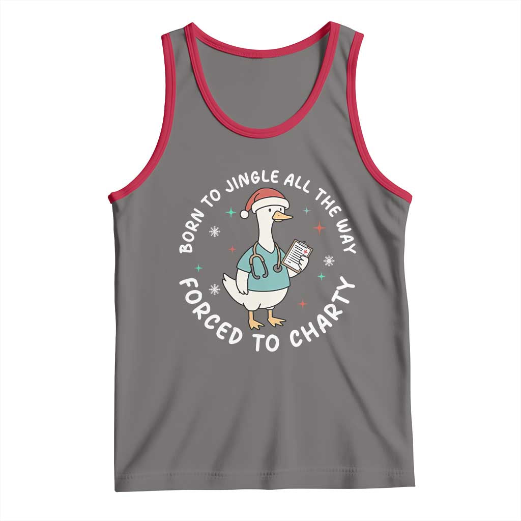 Christmas Goose Nurse Tank Top Born To Jingle All The Way Forrced To Chart - Wonder Print Shop