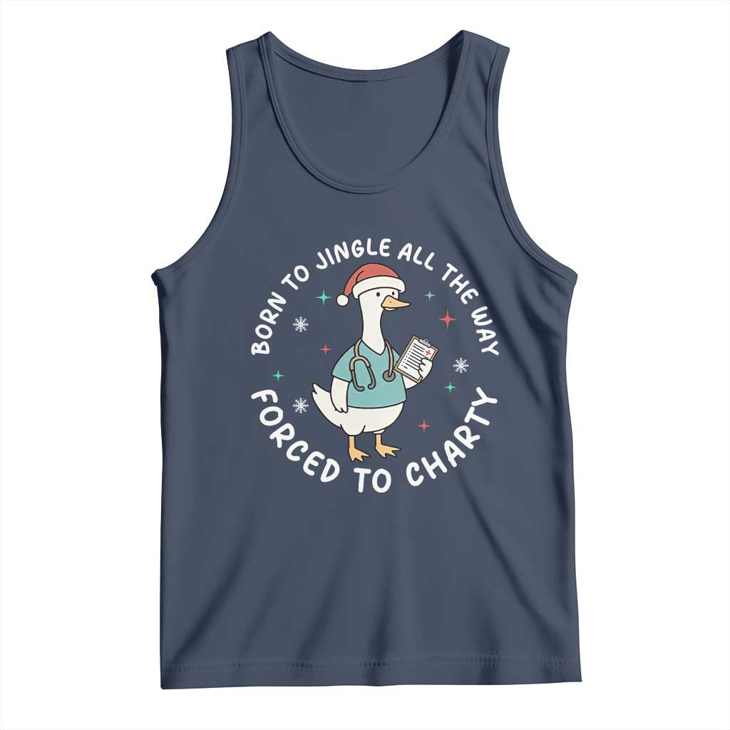 Christmas Goose Nurse Tank Top Born To Jingle All The Way Forrced To Chart - Wonder Print Shop