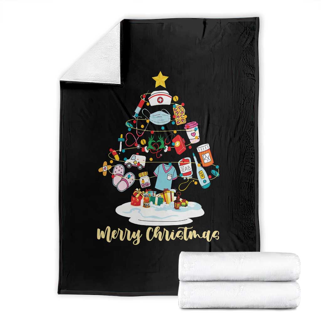 Christmas Nurse Tree Lights Throw Blanket - Wonder Print Shop