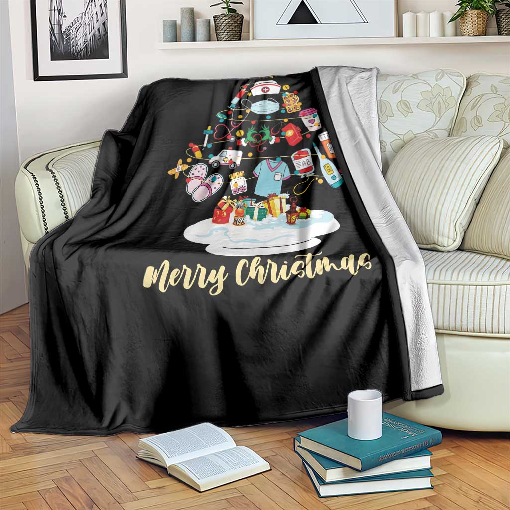 Christmas Nurse Tree Lights Throw Blanket - Wonder Print Shop
