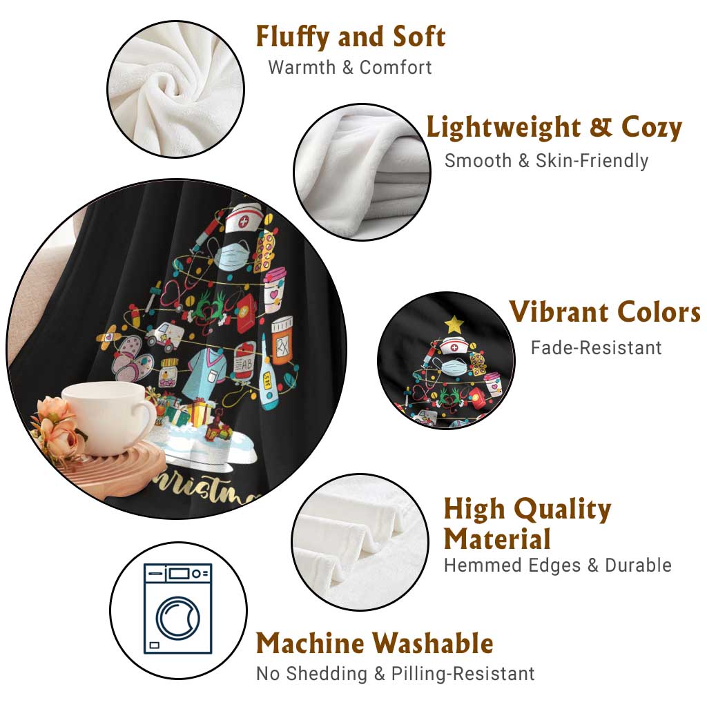 Christmas Nurse Tree Lights Throw Blanket - Wonder Print Shop