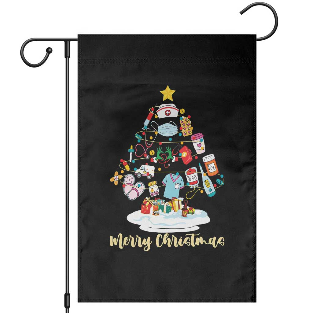 Christmas Nurse Tree Lights Garden Flag - Wonder Print Shop