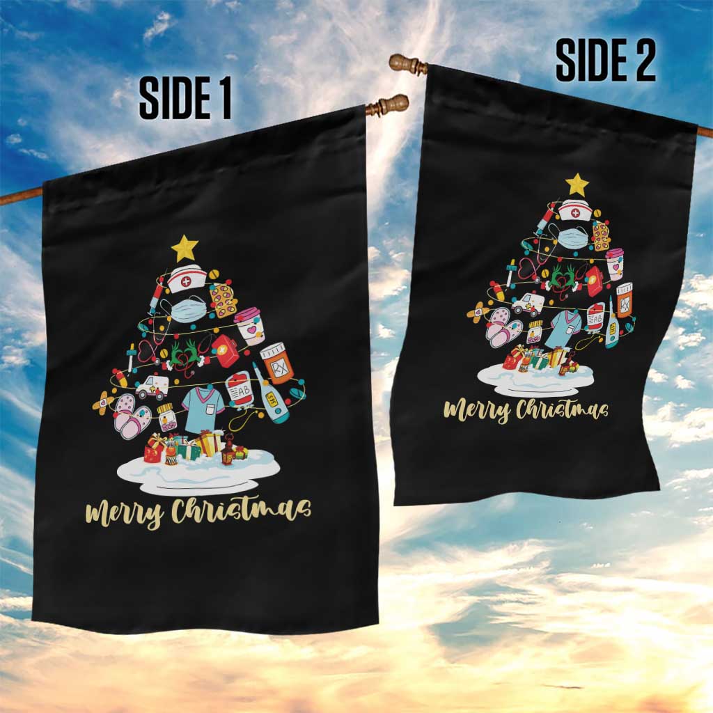 Christmas Nurse Tree Lights Garden Flag - Wonder Print Shop