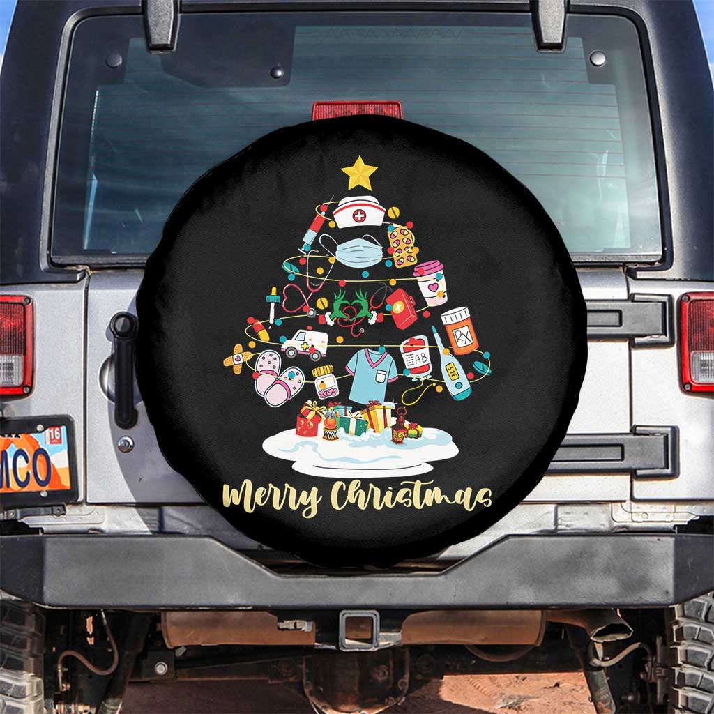 Christmas Nurse Tree Lights Spare Tire Cover - Wonder Print Shop