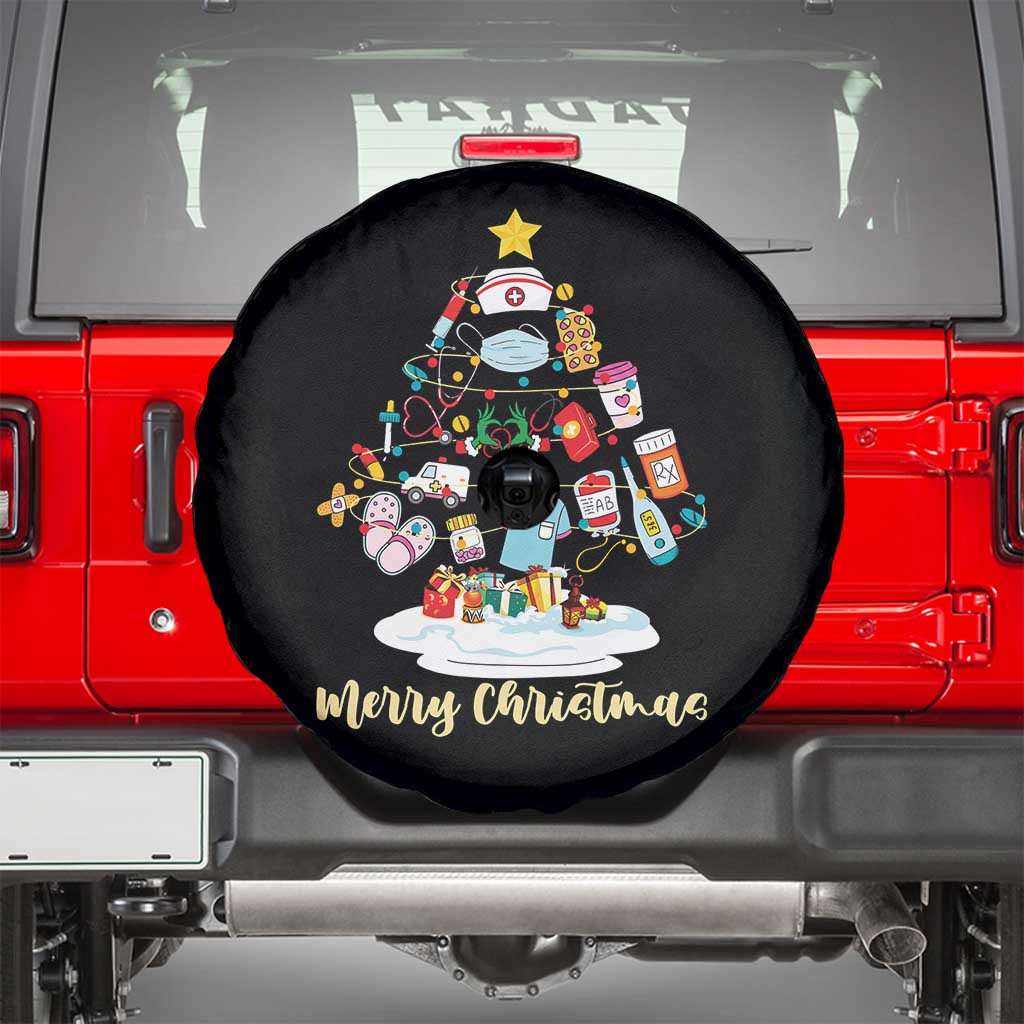 Christmas Nurse Tree Lights Spare Tire Cover - Wonder Print Shop