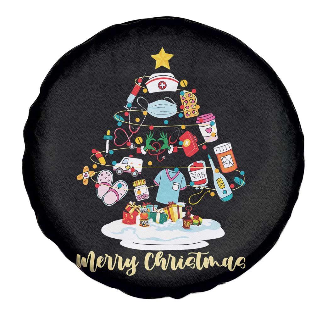 Christmas Nurse Tree Lights Spare Tire Cover - Wonder Print Shop