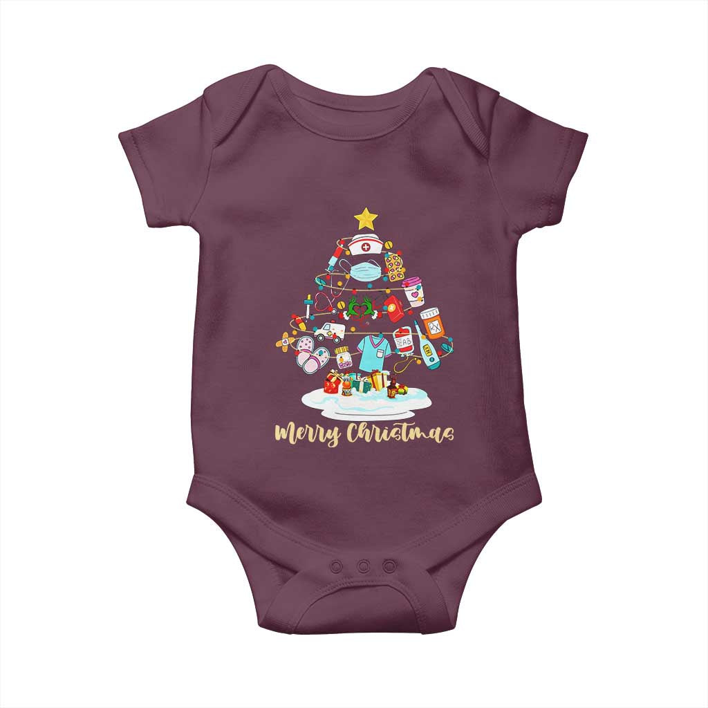 Christmas Nurse Tree Lights Baby Onesie - Wonder Print Shop