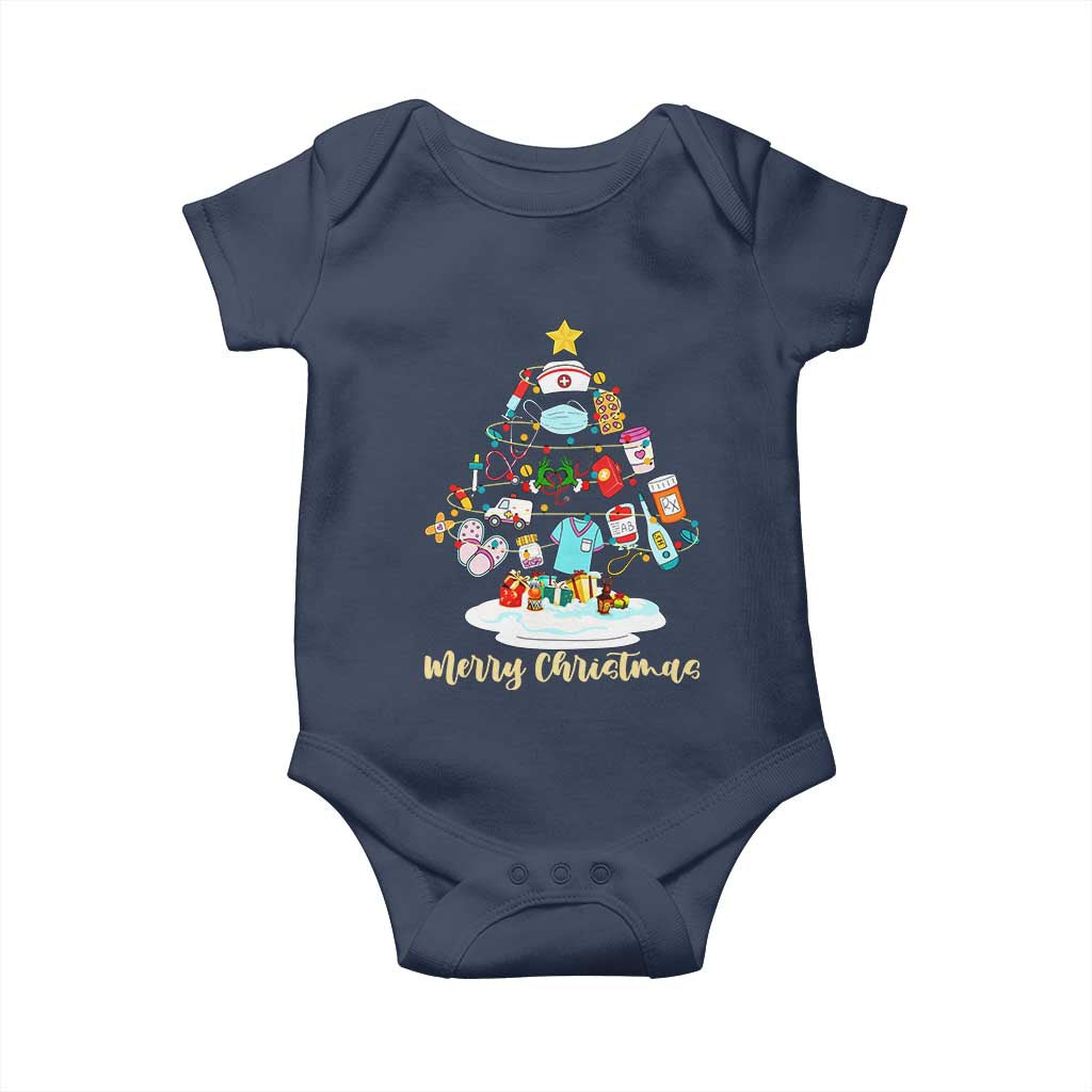 Christmas Nurse Tree Lights Baby Onesie - Wonder Print Shop